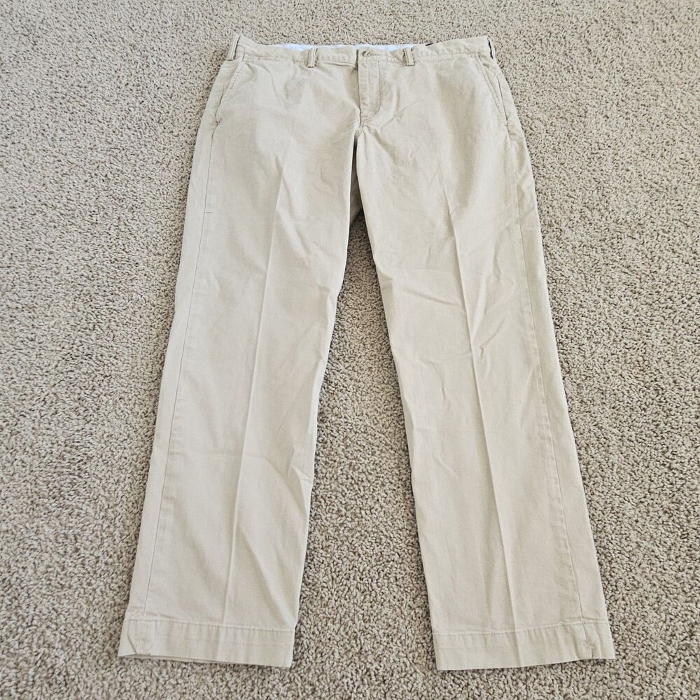 Polo Ralph Lauren Khaki Stretch Straight Fit The Polo Chino Pants Mens 40x32